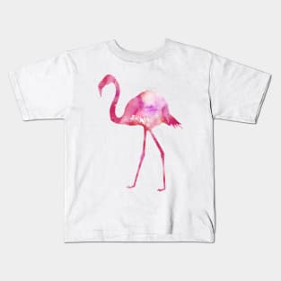 Pink Flamingo Watercolor Painting Kids T-Shirt